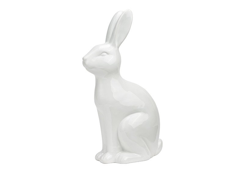 Conejo de cerámica blanco (A/A/P) 17x30x9cm