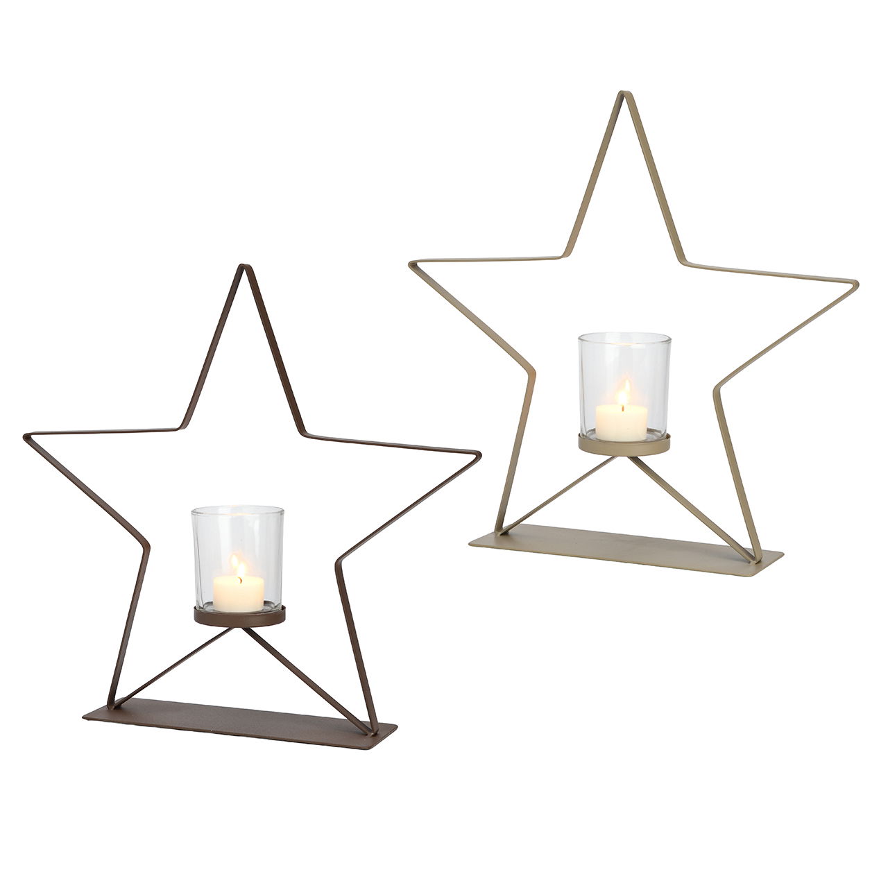 Farol metal/cristal marrón/beige 2 surtidos (ancho/alto/largo) 36x34x8cm Sternsymbol, Symbol