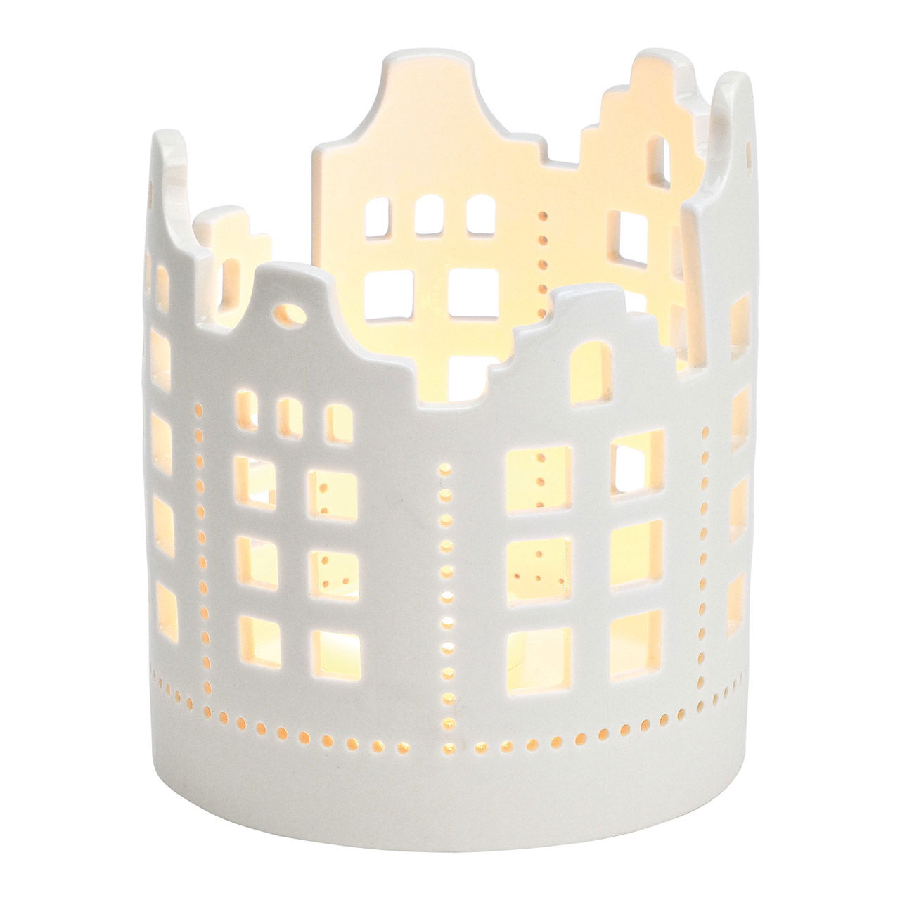 Wind light house of porcelain white (W/H/D) 10x14x10cm