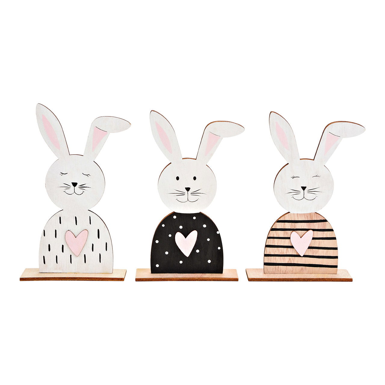 Hase aus Holz Weiß, schwarz 3-fach, (B/H/T) 13x22x4cm Hase aus Holz Weiß, schwarz 3-fach, (B/H/T) 13x22x4cm