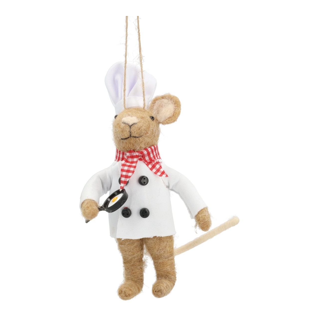 Hänger Maus Koch aus Filz Weiß (B/H/T) 7x14x5cm Hase, Kochhase, Kochschürze, Schürze, Uhrwerk-Spielzeug