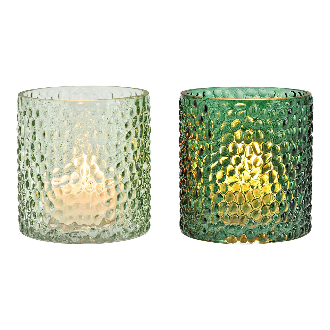 Windlicht aus Glas, 2-fach, Grün (B/H/T) 10x10x10cm