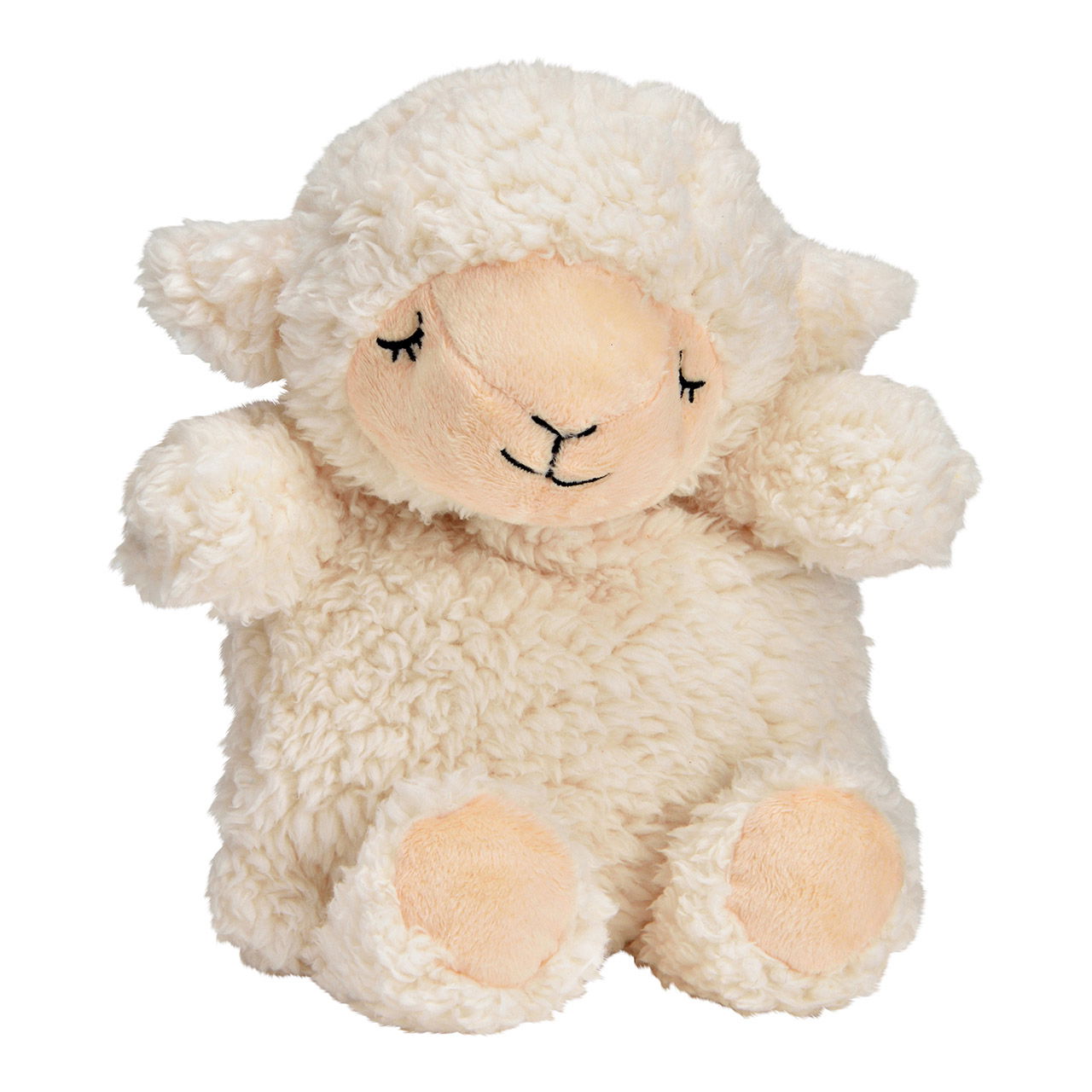 Coussin aux noyaux de cerise Mouton Housse en peluche polyester, blanc (L/H/P) 22x31x10cm