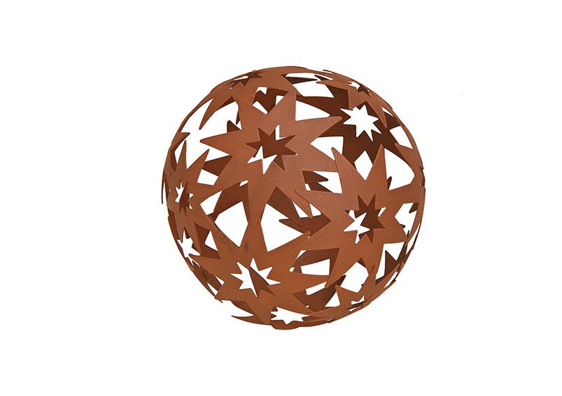 Ball, star decor, metal brown ø14cm