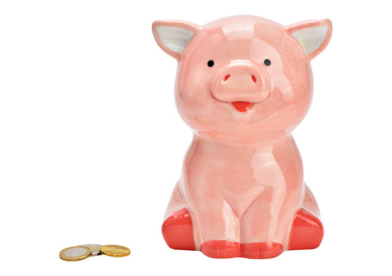 Pig ceramic money box pink (W/H/D) 12x17x12cm