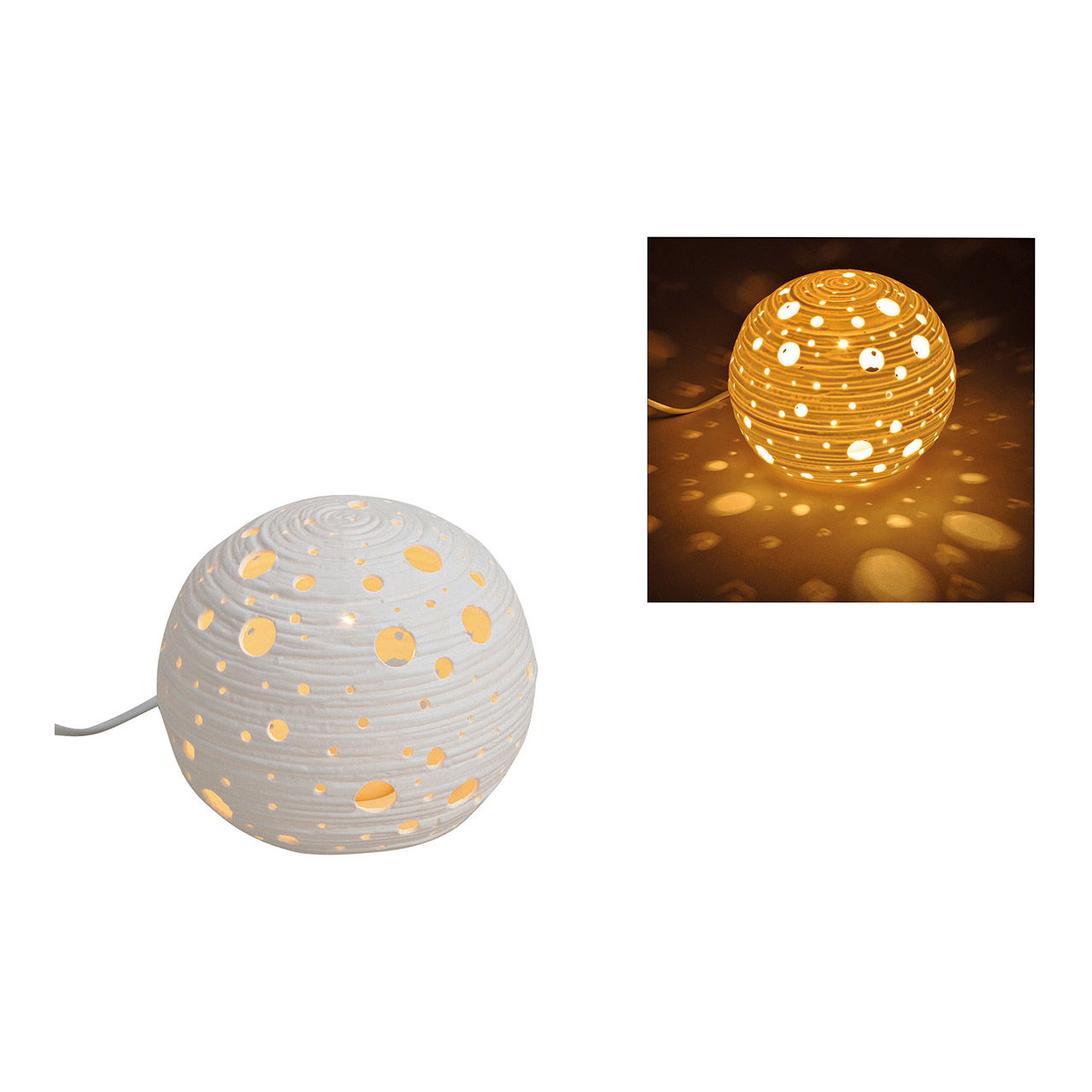 Lampe de table Boule Blanc en porcelaine, 16X15X16CM