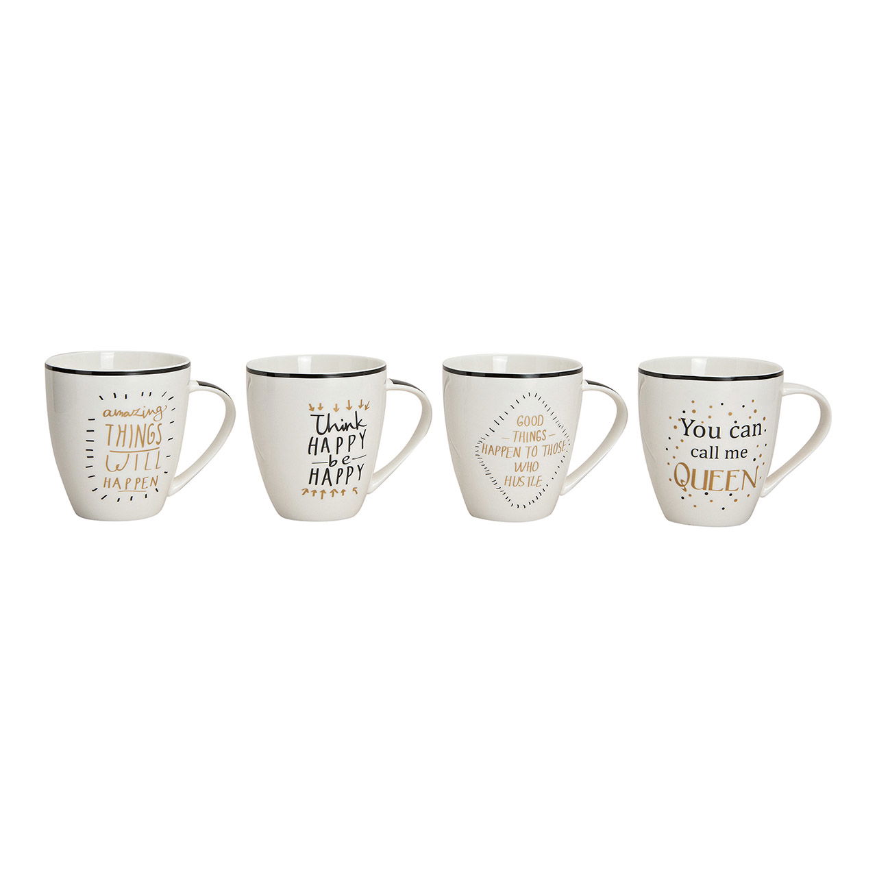 Jumbo mug sayings made of porcelain, 4 assorted, 11 cm, 400 ml