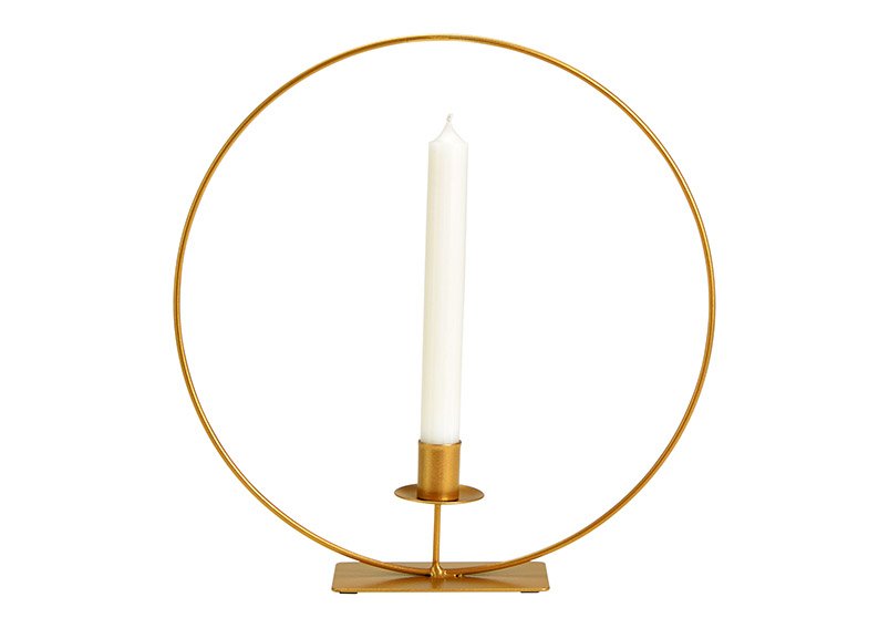 Metal Candle Holder Ring Gold (W/H/D) 30x30x6cm