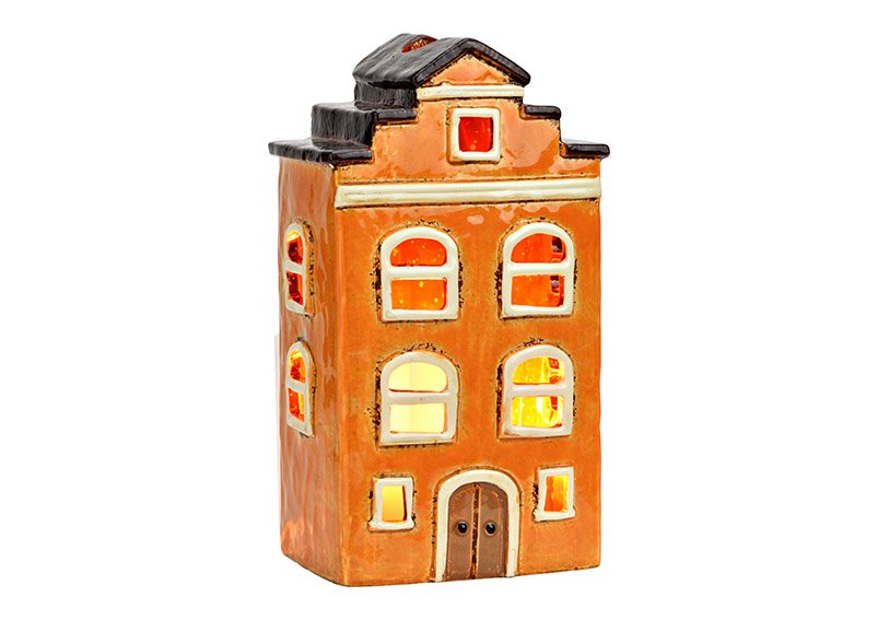 Stoneware lantern house colorful (W/H/D) 13x22x9cm
