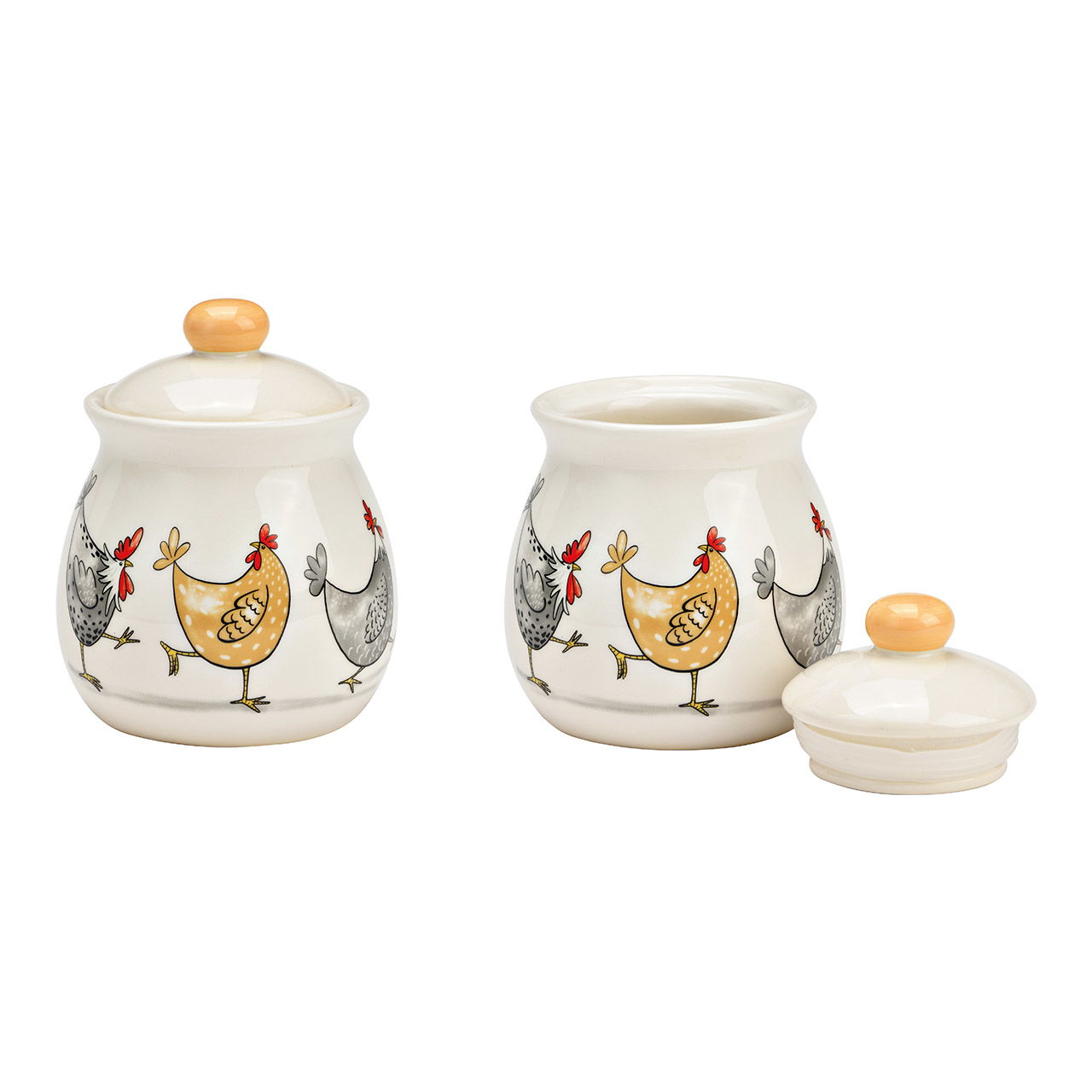 Tin with lid chicken decor ceramic colorful (W/H/D) 10x13x10cm