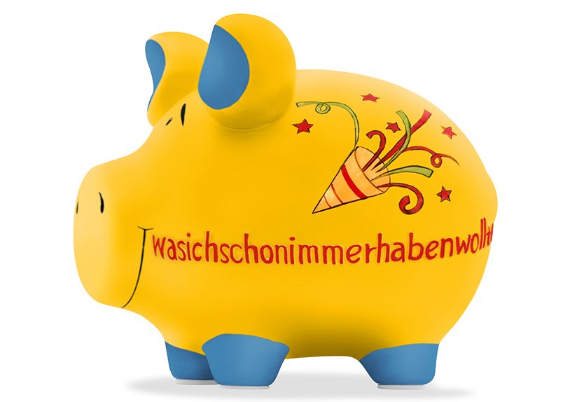 Money box KCG middle pig, Wasichschonimmerwollte ceramic yellow (W/H/D) 17x15x15cm