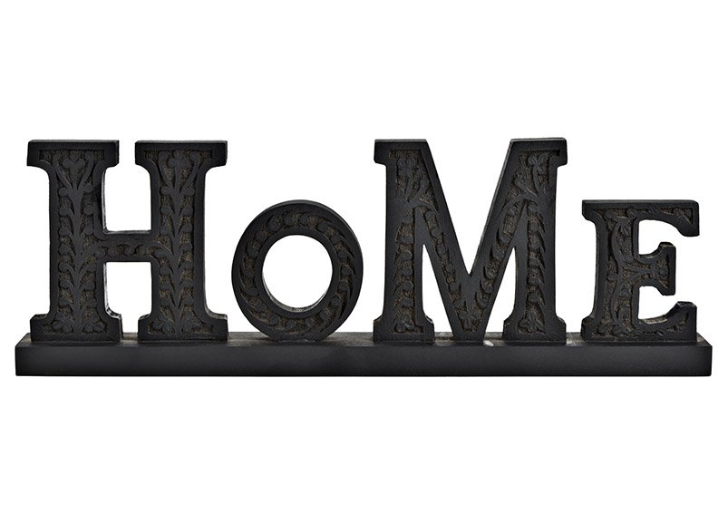 Aufsteller Schriftzug, Home, aus Mangoholz schwarz (B/H/T) 48x16x6cm