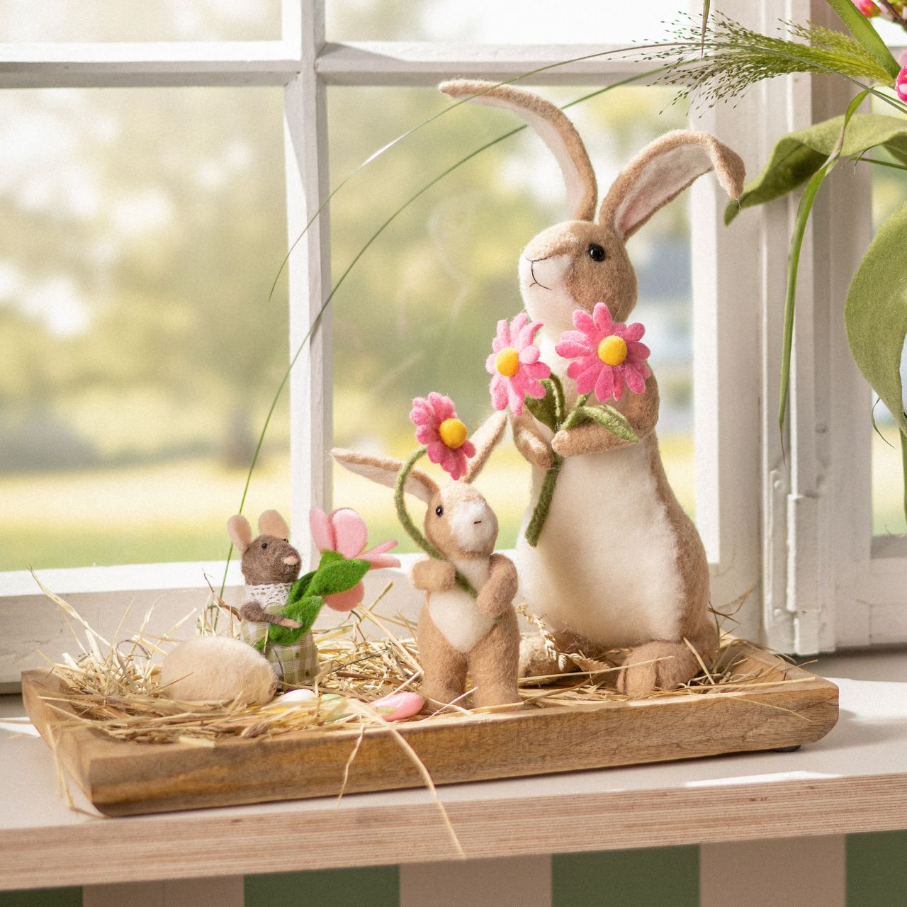 Lapin en feutre, beige (L/H/P) 8x16x8cm Spielzeug, Plüsch, Tier, Säugetier, Hase