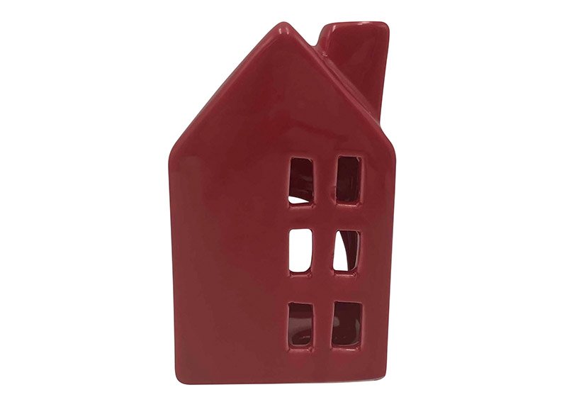 Haus aus Keramik rot (B/H/T) 6x10x6cm