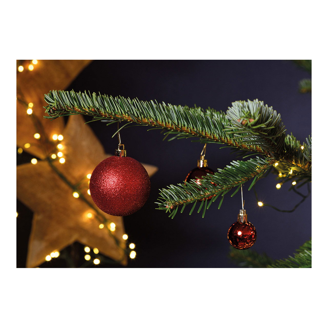 Weihnachtskugeln aus Kunststoff, 100er-Set, Rot Ø3/4/6cm (B/H/T) 23x35x12cm Pflanze, Baum, Tanne, Zubehör