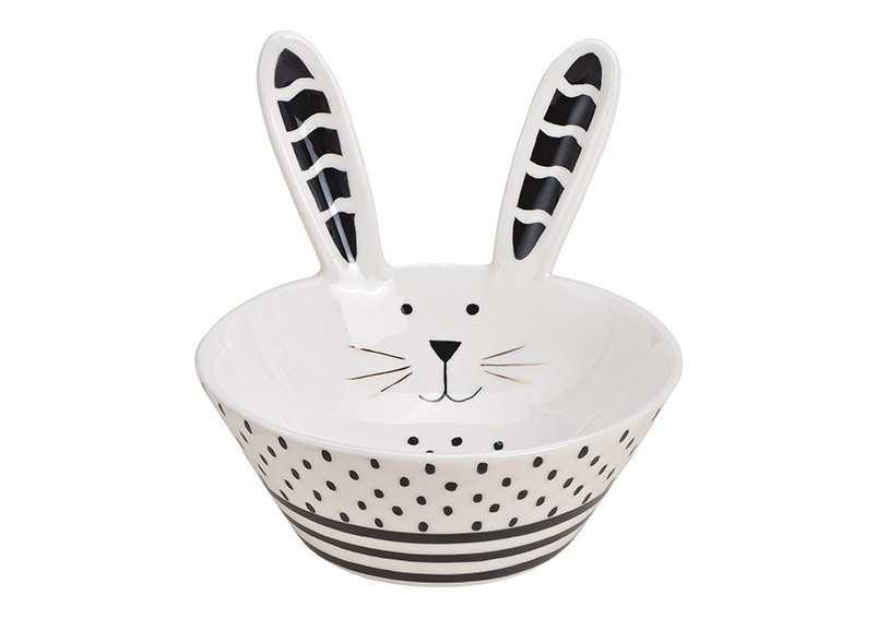 Ceramic bunny bowl white, black (w / h / d) 13x11x12cm