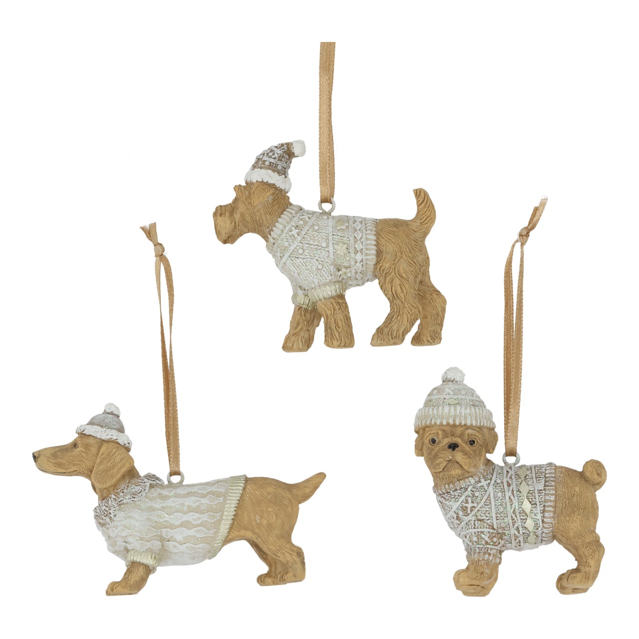 Hänger Hund aus Poly Braun 3-Fach (B/H/T) 7x6x3cm Figur, Kunst, Kunsthandwerk