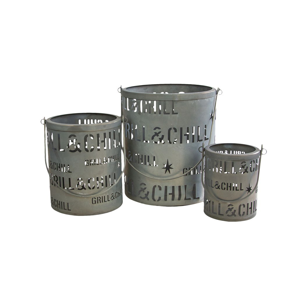 Laternenset, Metall, 20x23 / 15x18 / 10x13cm, 3 Stck./ Set, grau, EAN 15x18cm: 4065557001210 EAN 10x13cm: 4065557001654