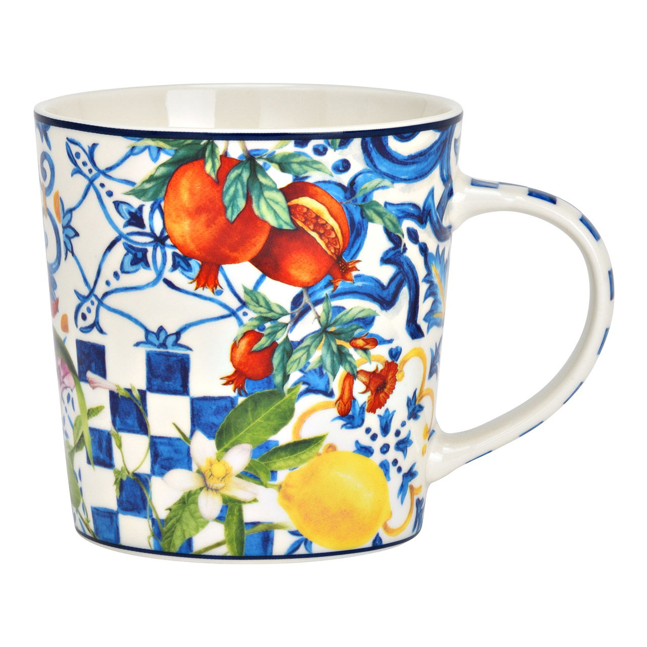 Tazza Jumbo con decorazione al limone in porcellana, colorata (L/H/D) 14x10x9cm 450ml