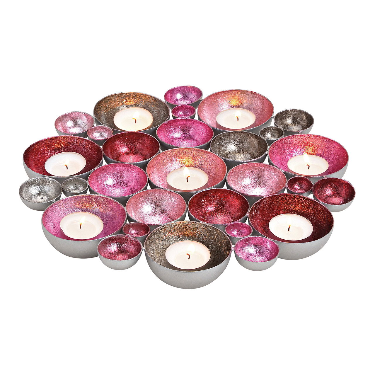 Metal bowl/wind light pink/pink, silver (W/H/D) 30x4x30cm Metal bowl/wind light pink/pink, silver (W/H/D) 30x4x30cm