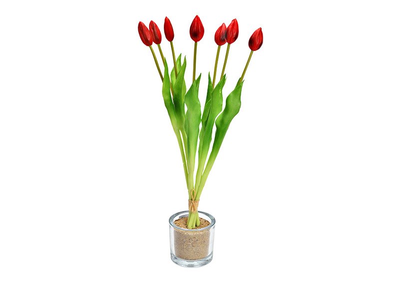 Bouquet de 7 tulipes en plastique rouge (L/H/P) 6x44x6cm