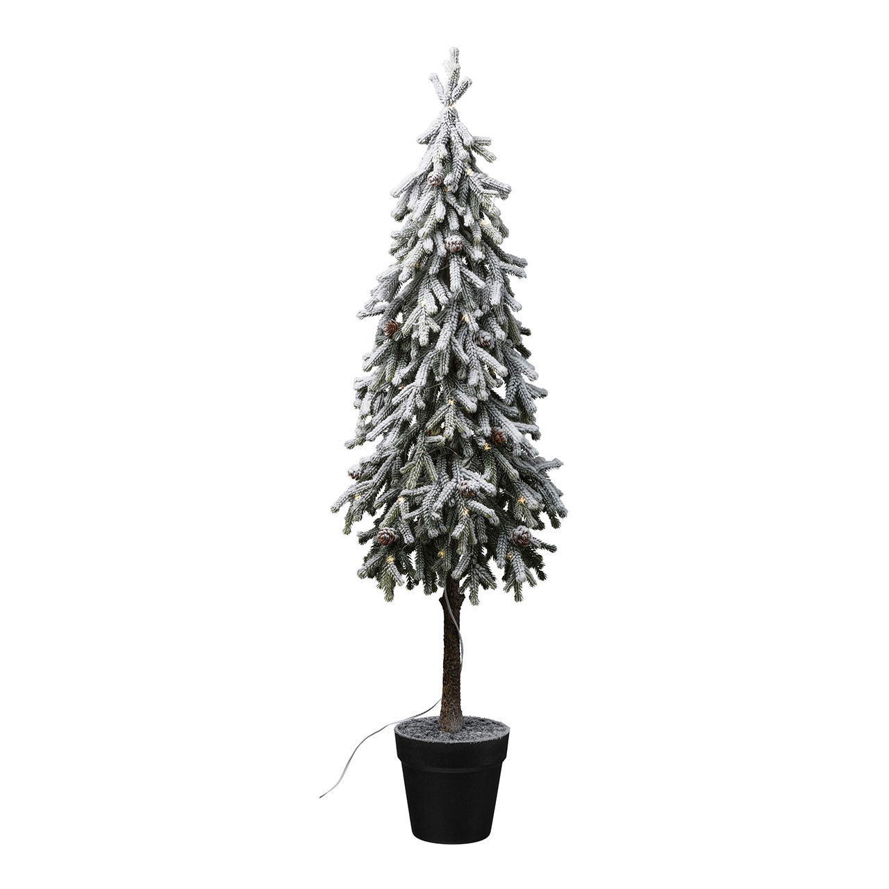 Albero di Natale con coni, 34 LED, KDP, neve con spina USB in plastica verde (H) 93cm