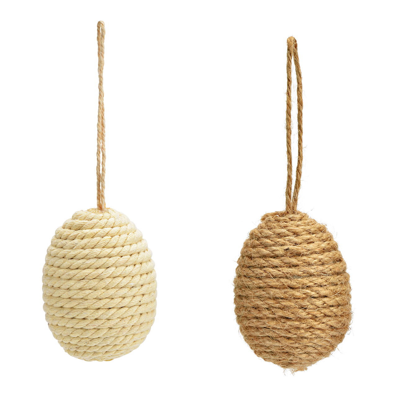 Plastic/jute egg hanger set of 12, brown/white (W/H/D) 6x7x6cm