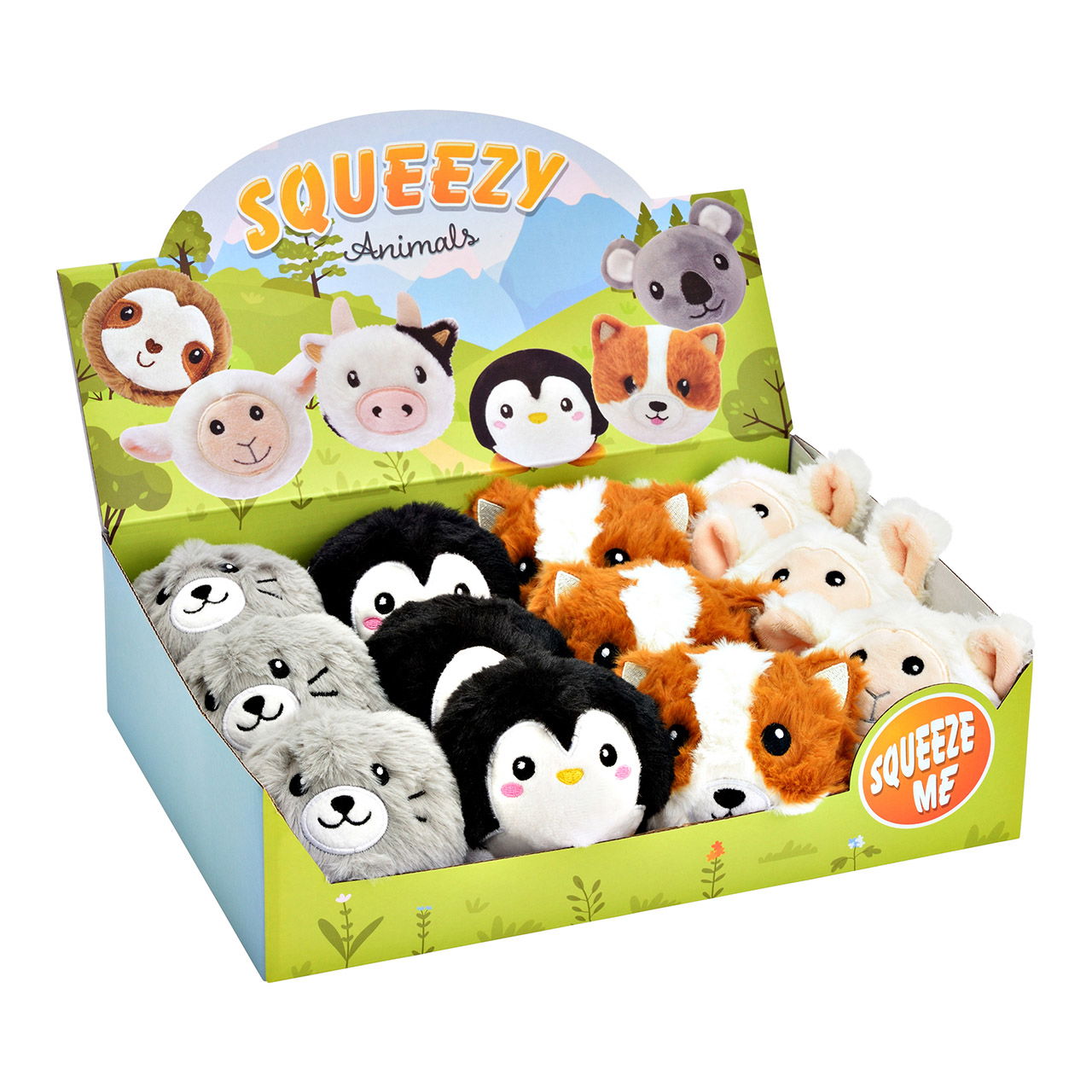 Balle anti-stress, animaux, mouton, chien, pingouin, phoque, en peluche/mousse à mémoire 4 fois, blanc/marron/noir/gris Ø9cm