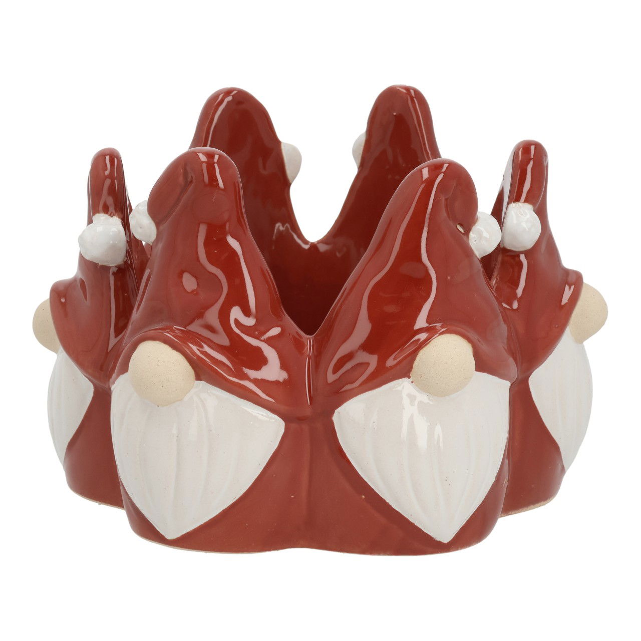 Kerzenhalter/Blumentopf Wichtel aus Steingut Rot (B/H/T) 18x11x16cm