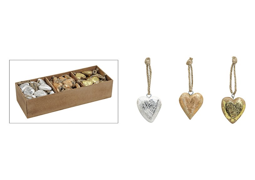Hanger heart gold/silver/coppe r wood 3-ass 5cm}