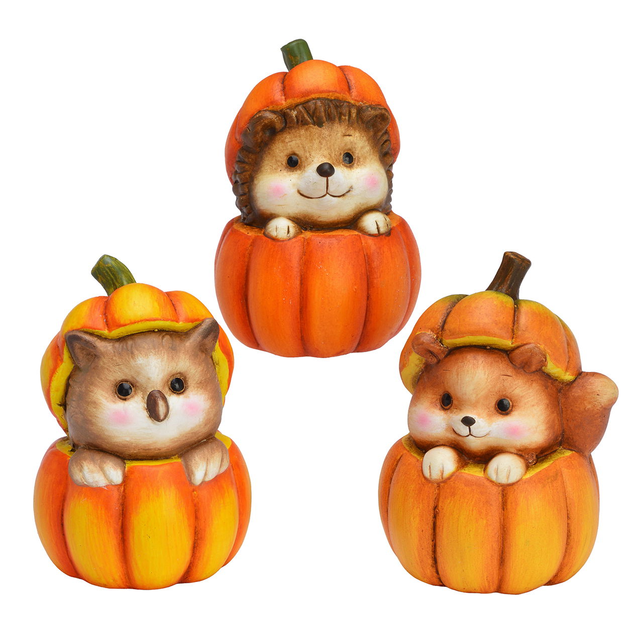 Animal sobre calabaza de arcilla Naranja 3 surtidos (A/A/P) 9x12x8cm Essen, Produzieren, Kürbis, Gemüse, Gesicht