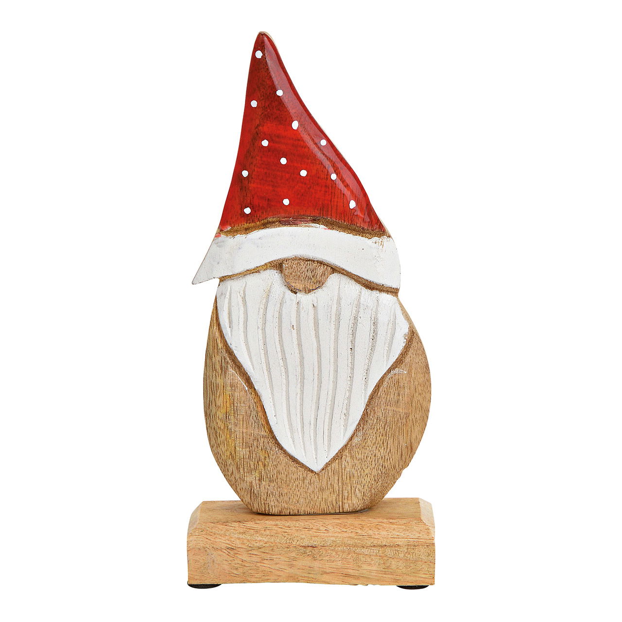 Babbo Natale di legno di mango naturale, rosso, bianco (w/h/d) 10x22x5cm