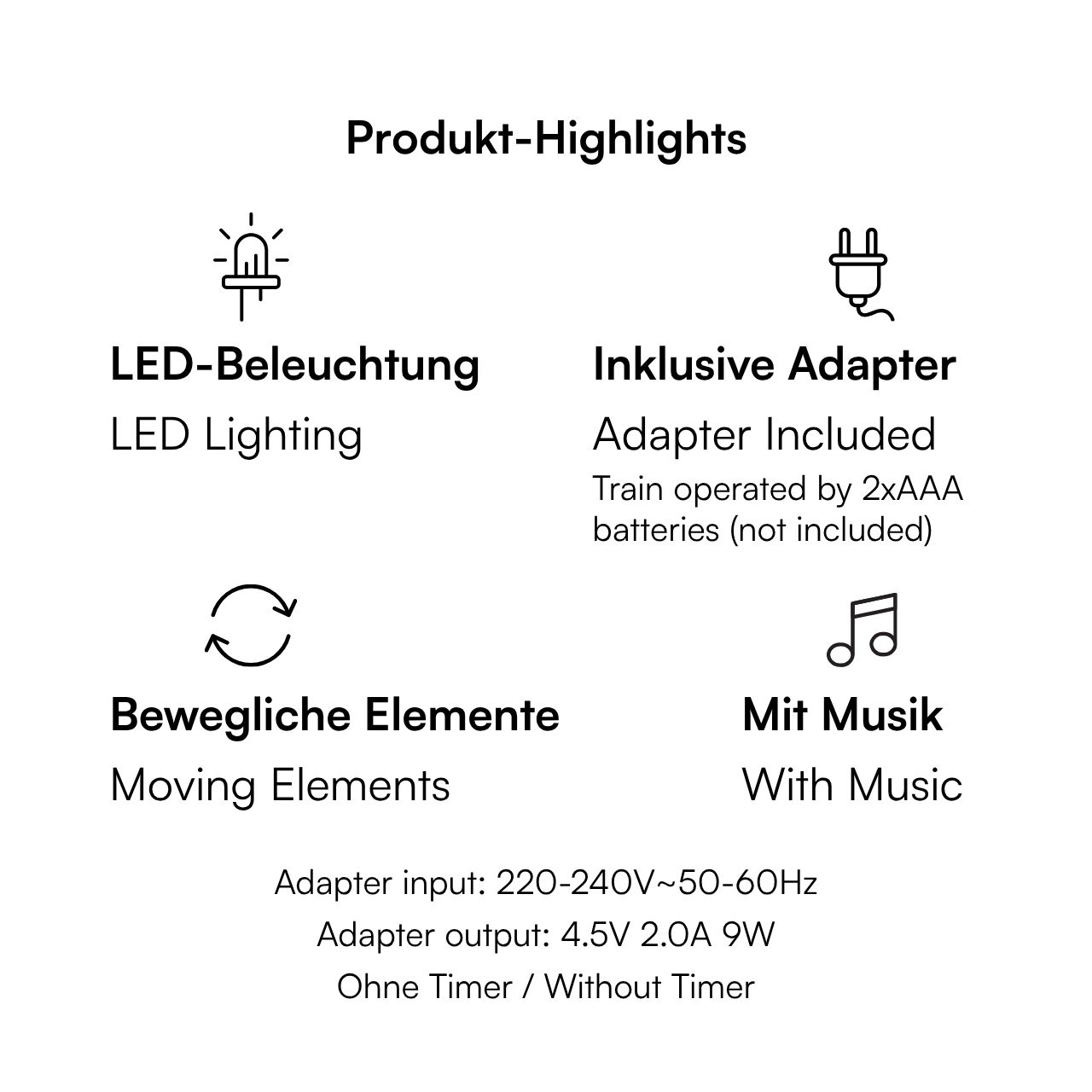 Weihnachtsdorf mit Riesenrad und Eisenbahn aus Poly Spielzeugeisenbahn, LED-Beleuchtung, Musikfunktion, Bewegliche Elemente, Adapter inklusive