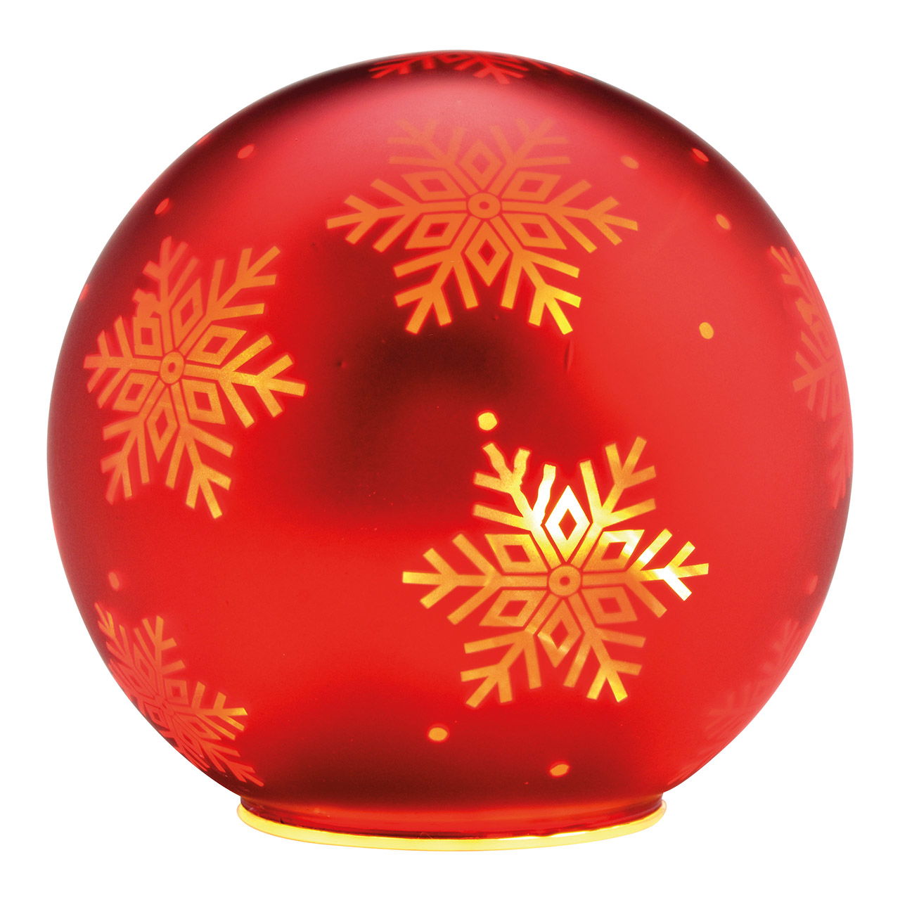 Boule de lumière LED, décor flocon de neige, en verre rouge mat (L/H/P) 15x14x15cm avec minuterie Fonctionnement sur piles 3xAA non incluses