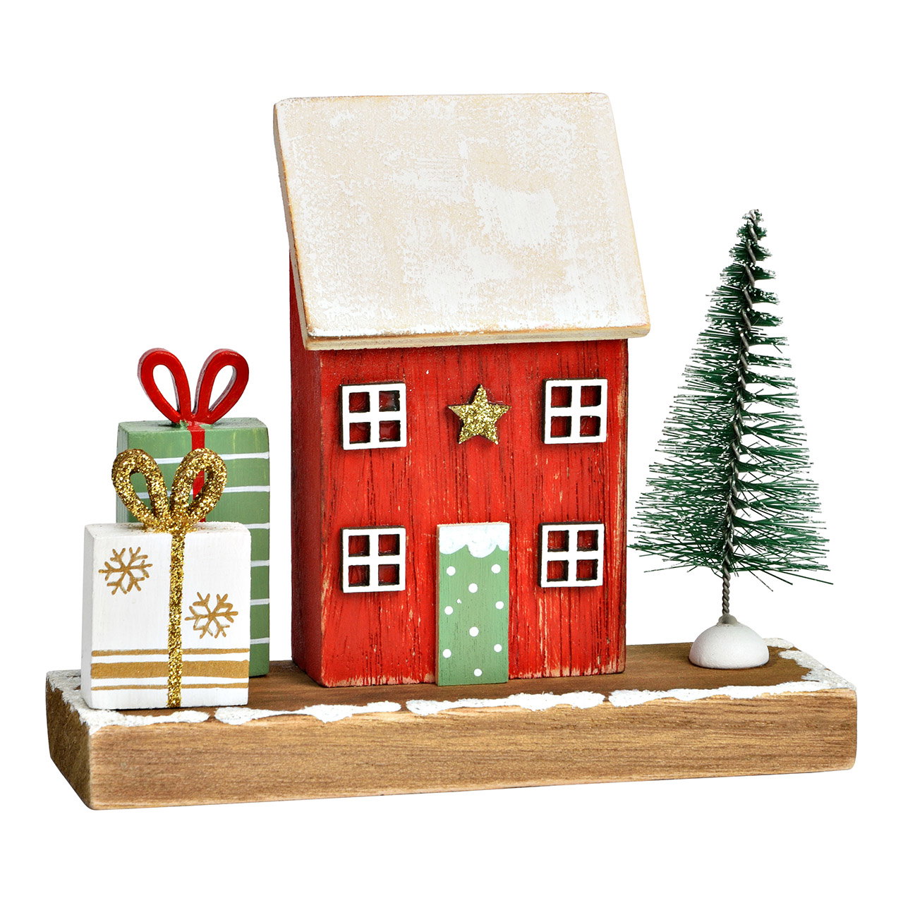 Casa de Navidad de madera, colorida (A/A/P) 14x12x4cm Casa de Navidad de madera, colorida (A/A/P) 14x12x4cm
