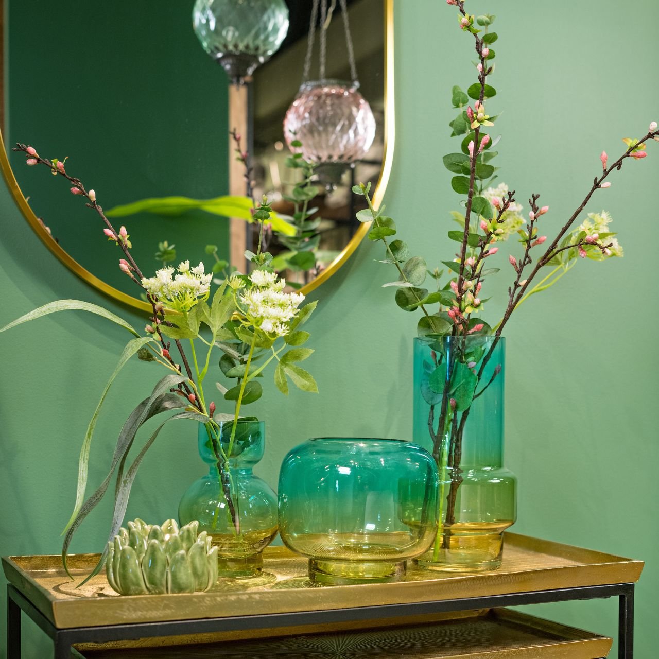 Vase aus Glas grün (B/H/T) 11x16x11cm
