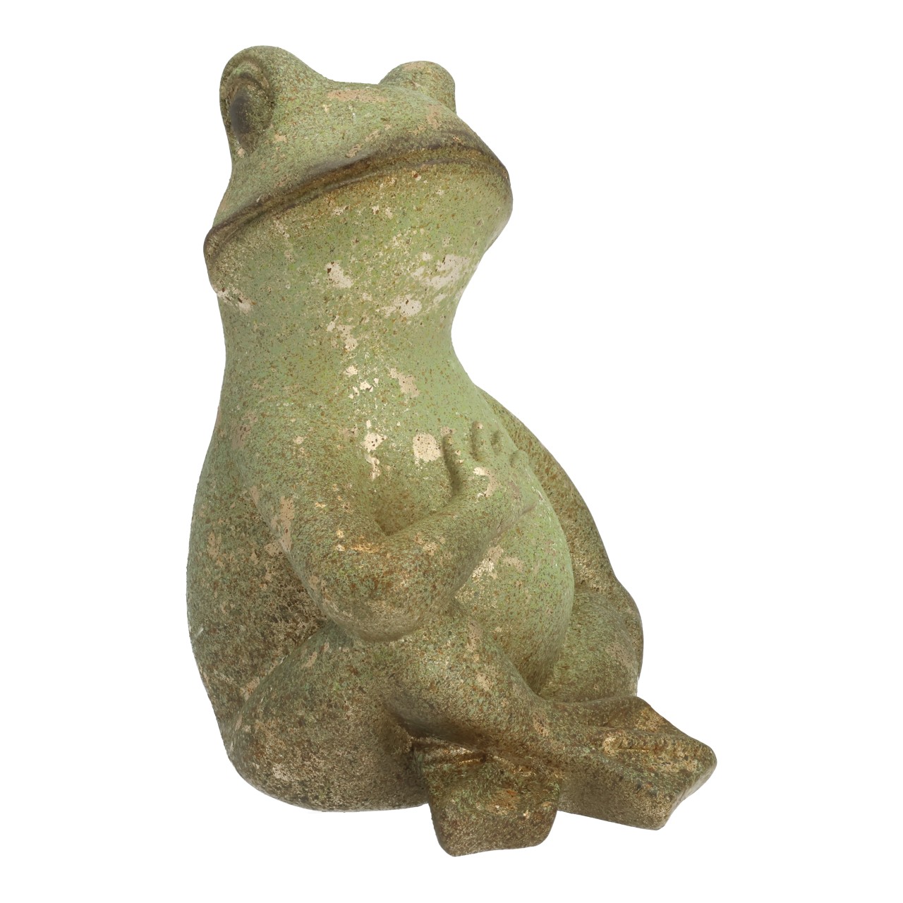 Frog made of poly green (W/H/D) 18x25x18cm Frosch-Staue, Gartendekoration, grüner Farbton, strukturierte Oberfläche, sitzende Pose