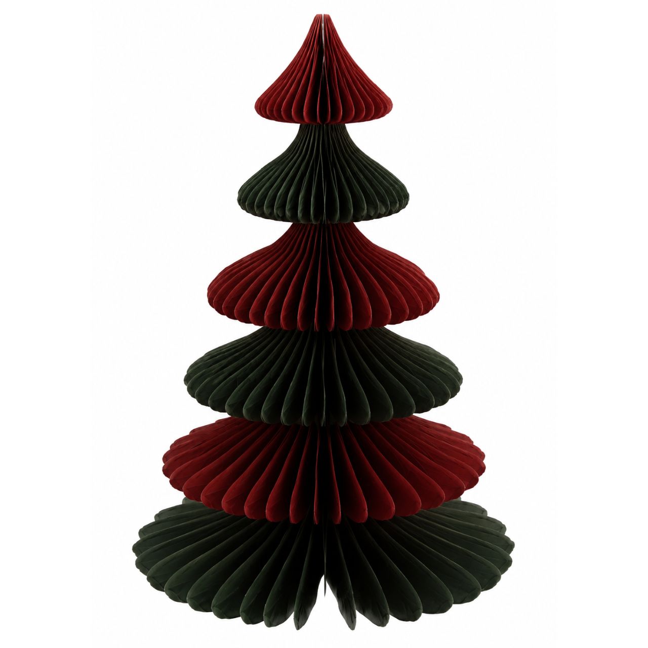 Albero di Natale a nido d'ape in carta/cartone verde (L/H/D) 17x22x17cm Deko-Figur, Papierfächer, Stoff-Fächer, Weihnachtsbaum, Rot-Grün