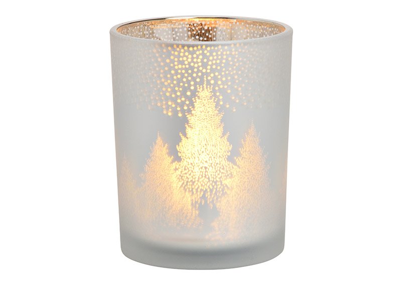 Luce del vento decorazione foresta invernale in vetro argento (L/H/D) 10x12x10cm