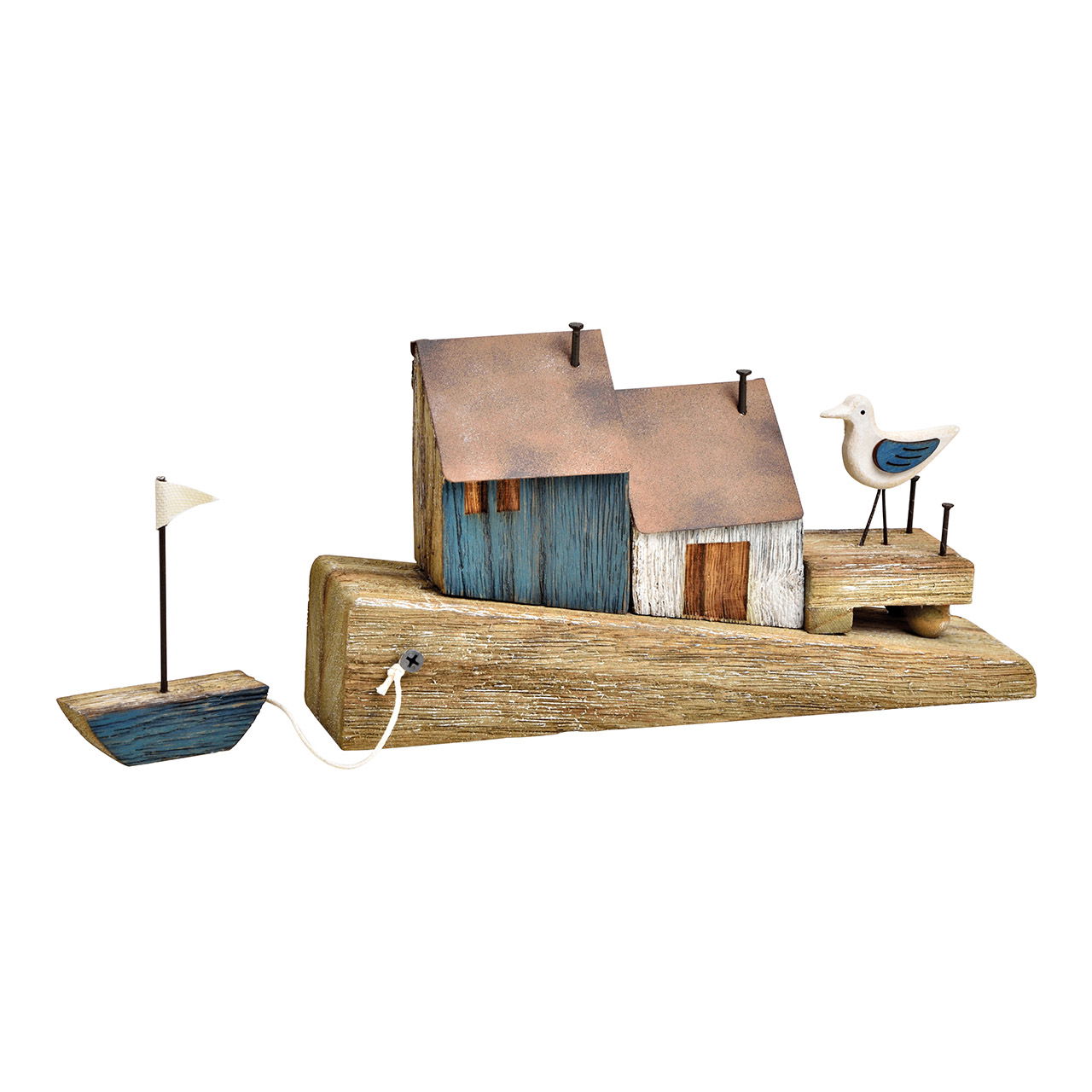 Bootshaus aus Holz/Metall Blau (B/H/T) 16x25x6cm Bootshaus aus Holz/Metall Blau (B/H/T) 16x25x6cm