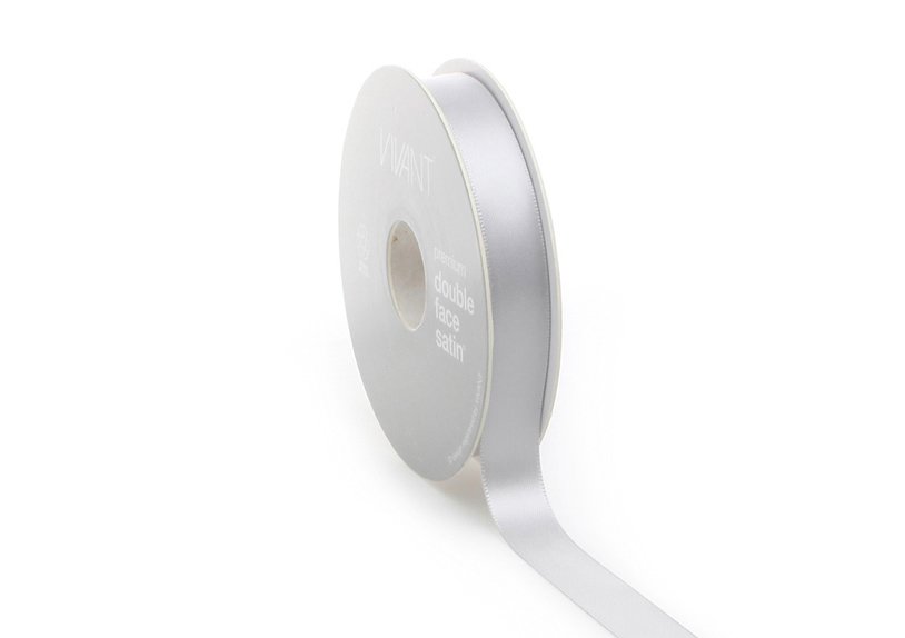 Ruban cadeau PREMIUM DF SATIN 25mx16mm, Silver, 100% polyester, 3301.2516.01