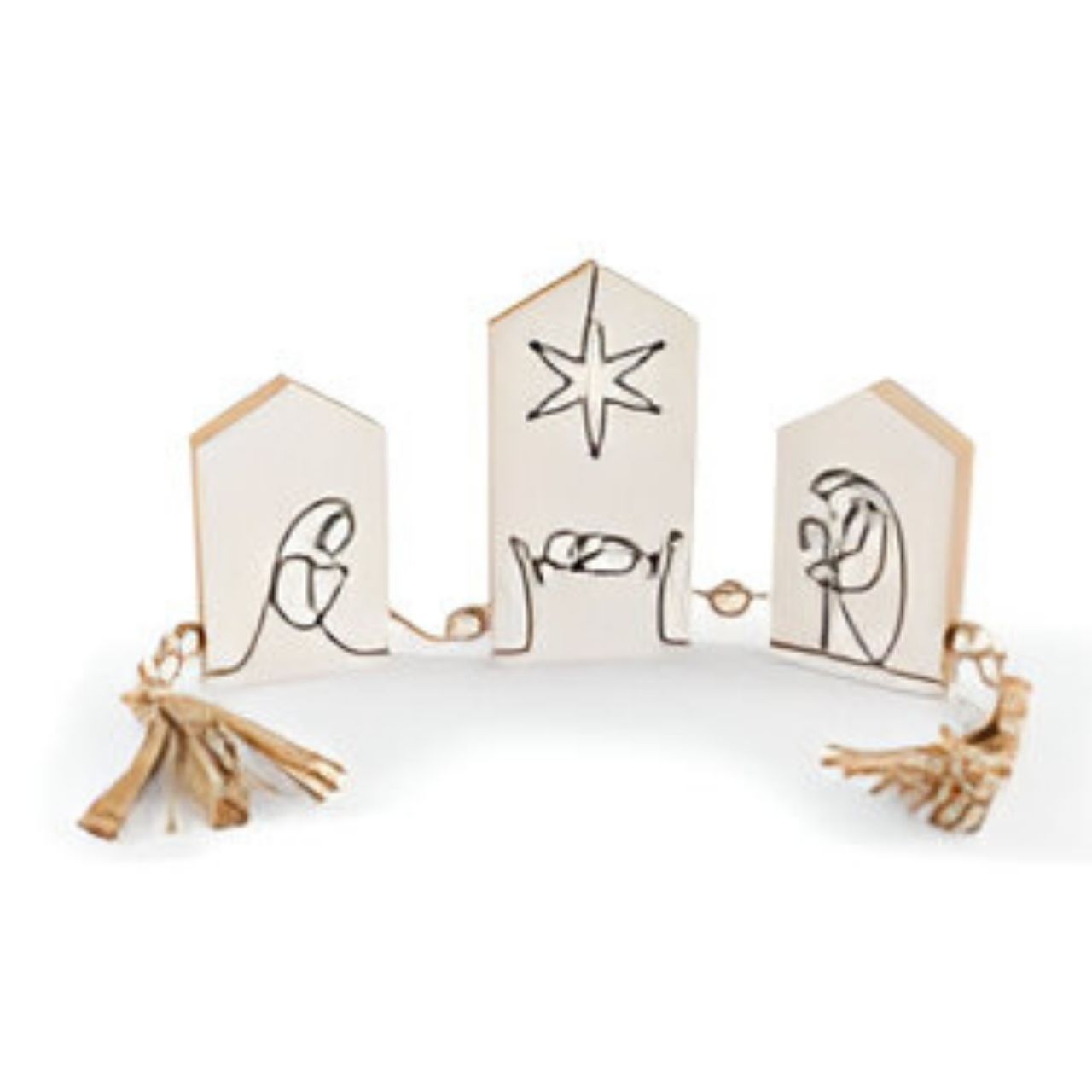 Belén, moderno, 3 piezas, 1 diseño Sagrada Familia, madera, 50x12,5x2cm/ 52x14x2cm, 1 pieza, naturaleza Zubehor, Schmuck, Ohrring