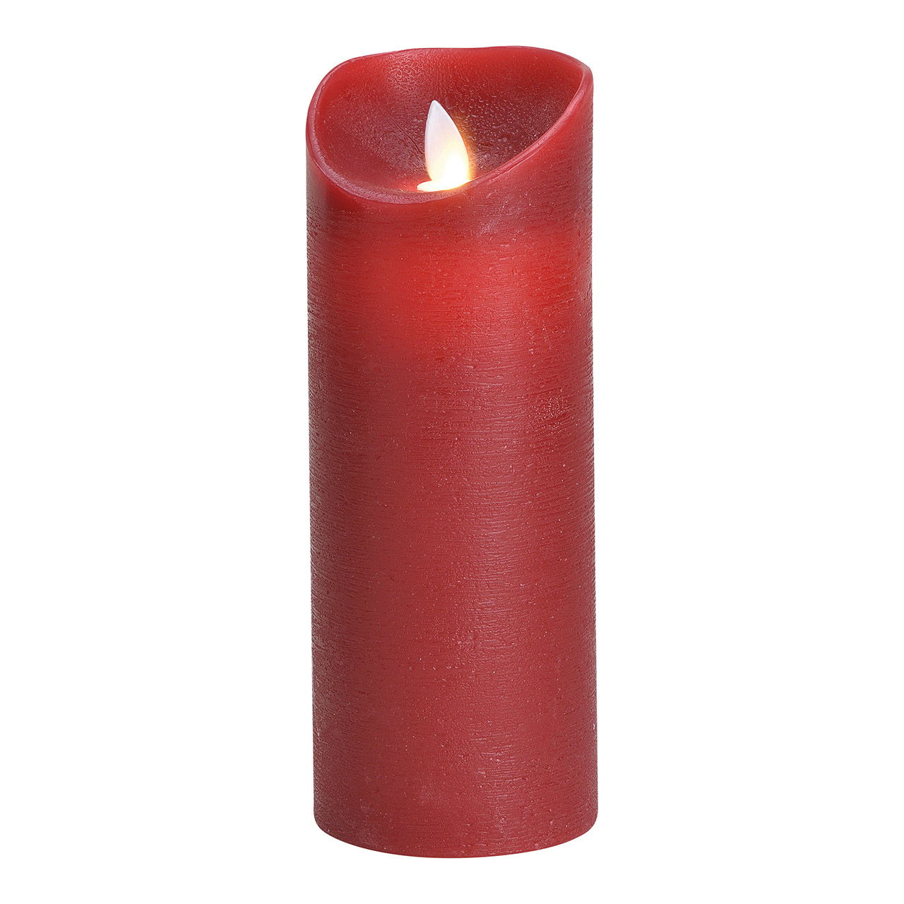 Candela LED, luce tremolante, con timer in cera Bordeaux (L/H/D) 7,5x20x7,5cm