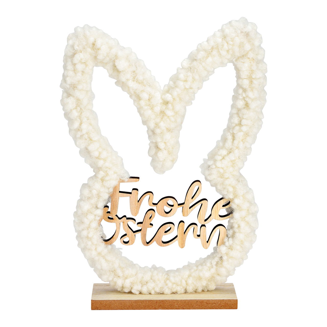 Lepre, Buona Pasqua, in legno, tessuto bianco (L/H/D) 14x22x5cm