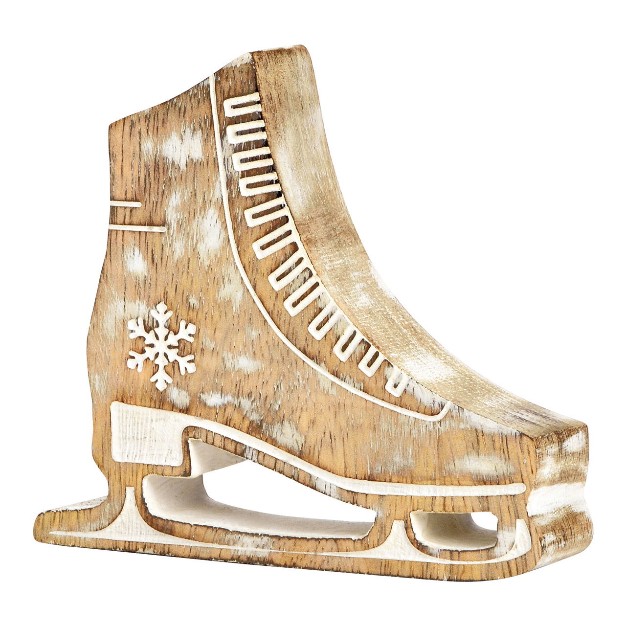 Ice skate made of mango wood white (W/H/D) 12x10x2cm