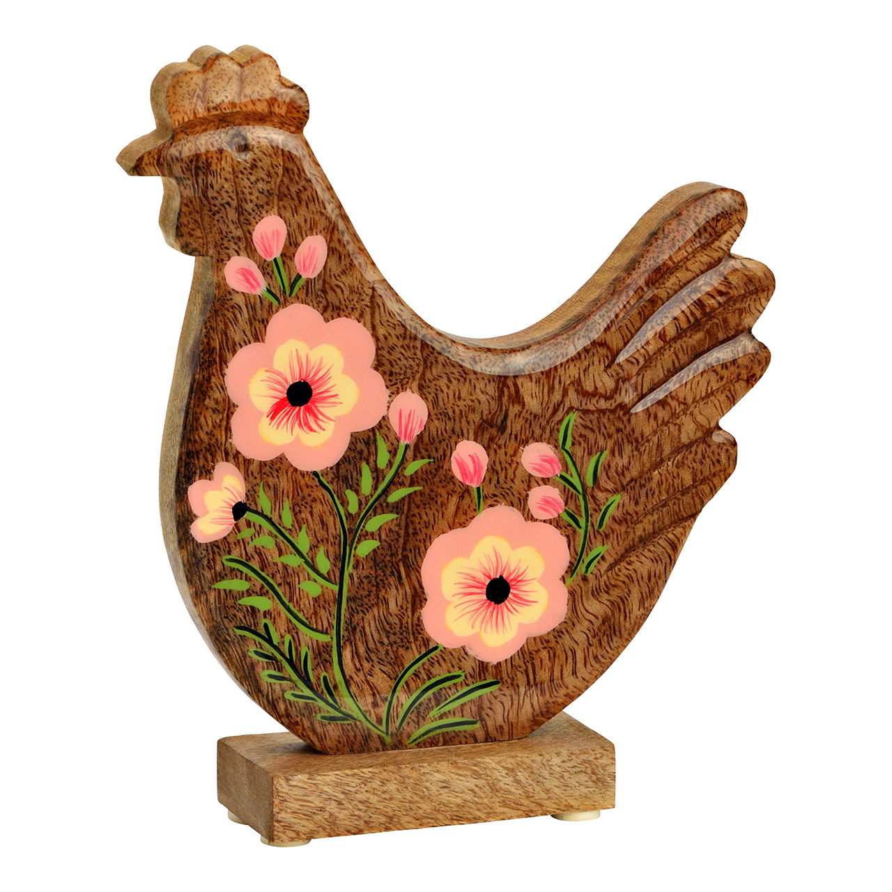Espositore per fiori di pollo in legno di mango, marrone (L/A/D) 17x19x4cm Kunst, Kunsthandwerk, Holz