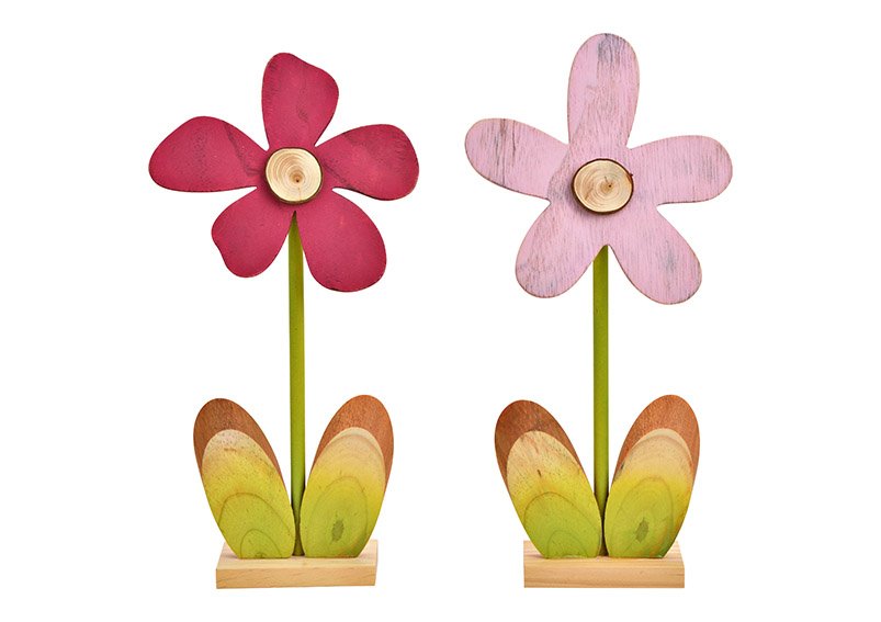 Flower of wood Pink / Pink 2-fold, (W / H / D) 16x36x5cm