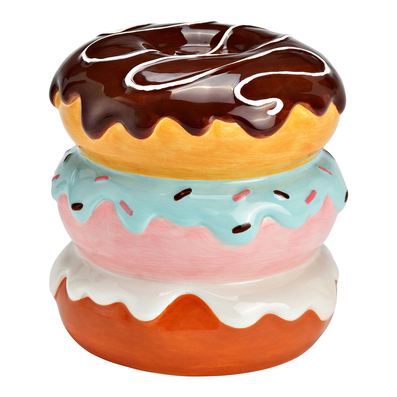 Donut money box made of ceramic, colorful (W/H/D) 12x14x12cm