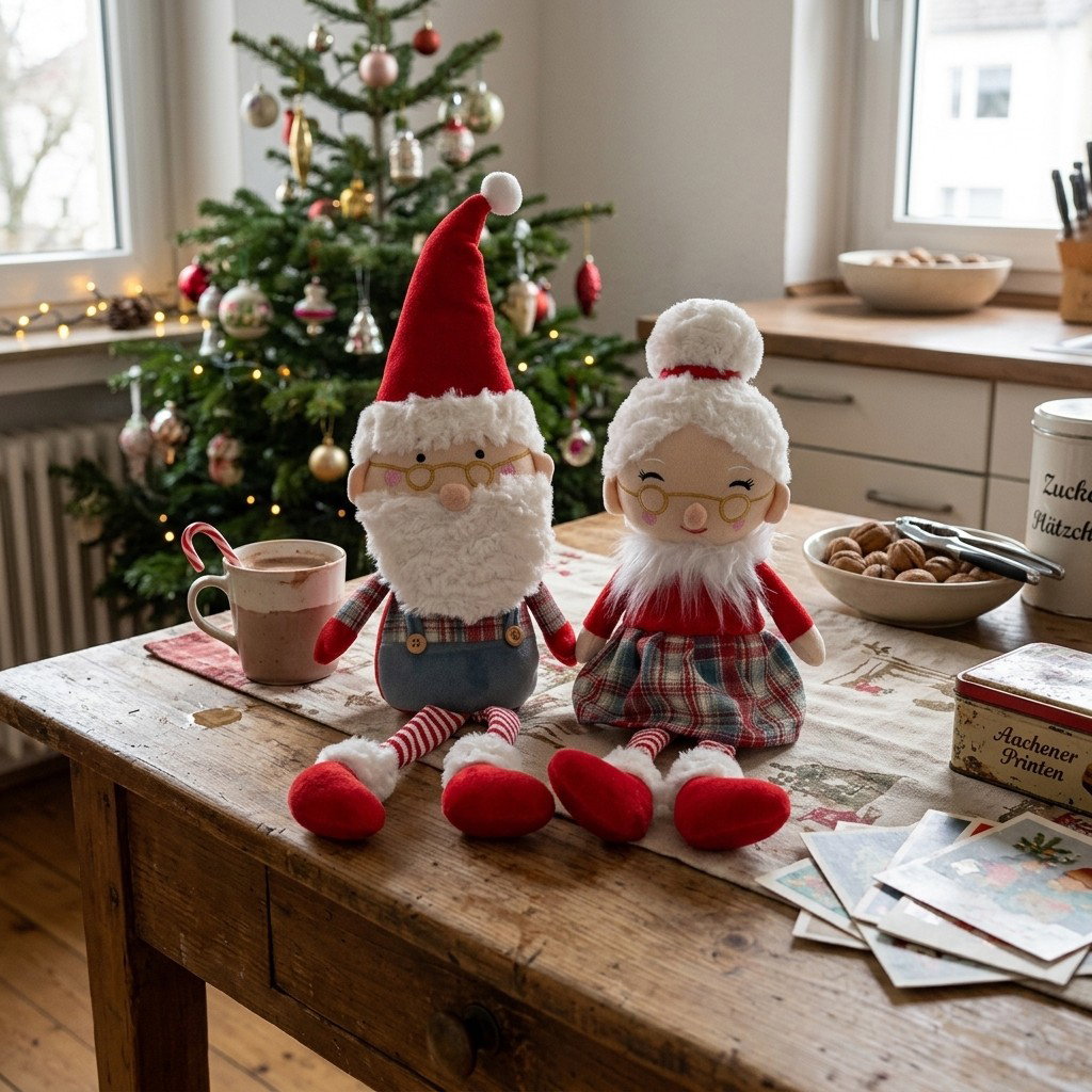 weihnachtsdeko, teddy charmant, offener tasse, wohnzimmer, weihnachtsfiguren