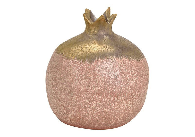 Vaso melograno in ceramica rosa/rosa, oro (L/H/D) 11x12x11cm